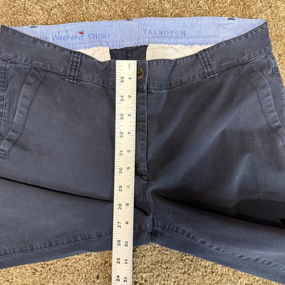 Talbots The Weekend Chino Pants Women 8 Blue Cotton Stretch Tapered Leg Mid Rise - Picture 8 of 14